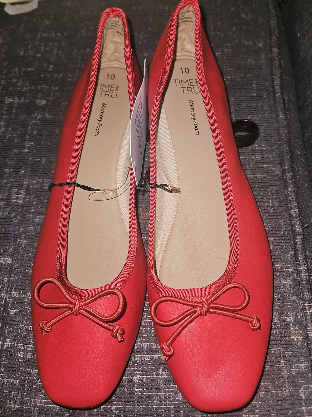 Time and Tru Red Memory Foam Ballet Flats - Women's